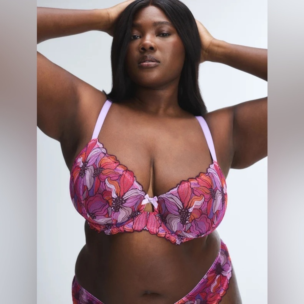 NWT Savage X Fenty MOSAIC FLORAL LACE UNLINED DEMI BRA and PANTIES Y50